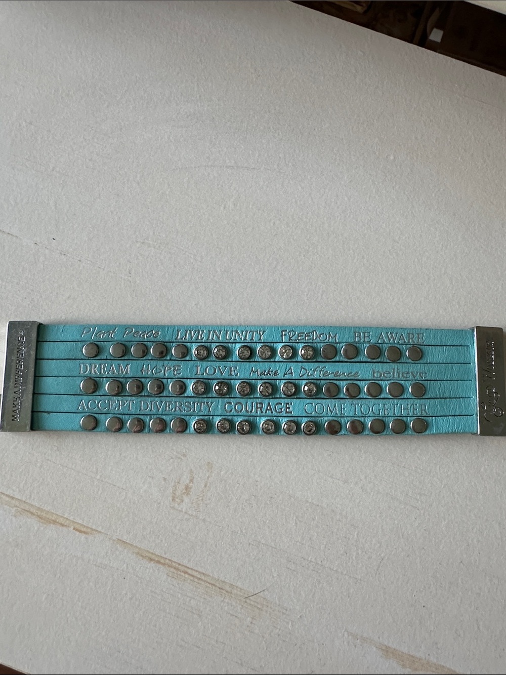 Turquoise Multi-Row Leather Wrap Bracelet with Inspirational Engraving